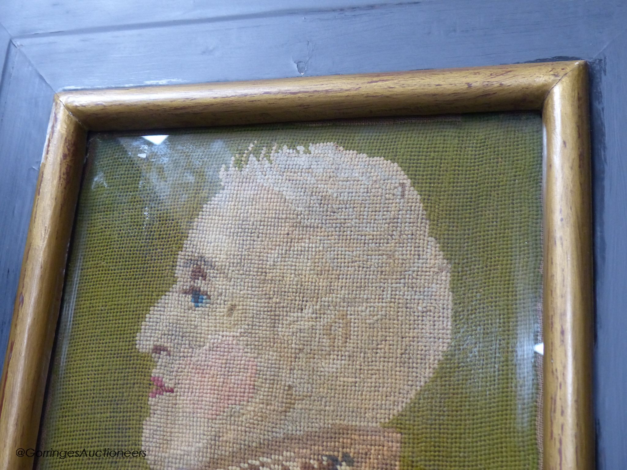 A 19th century petit-point needlework portrait, Duke of Wellington